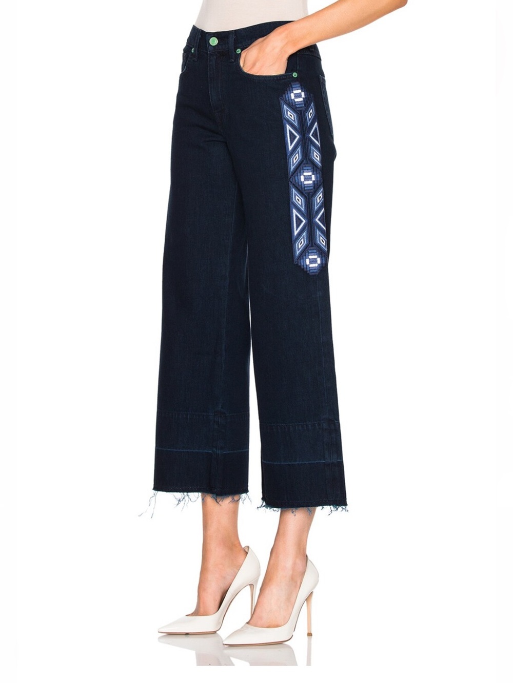 SANDRINE ROSE Vintage Culotte in Sunland Handmade Embroidered